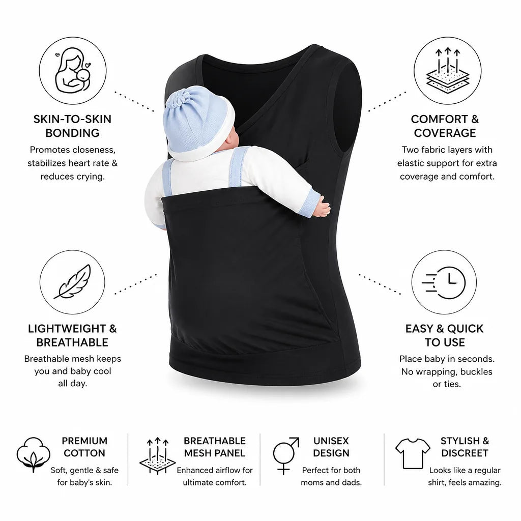 Baby Carrier Shirt Kangaroo Pouch Breathable Mesh