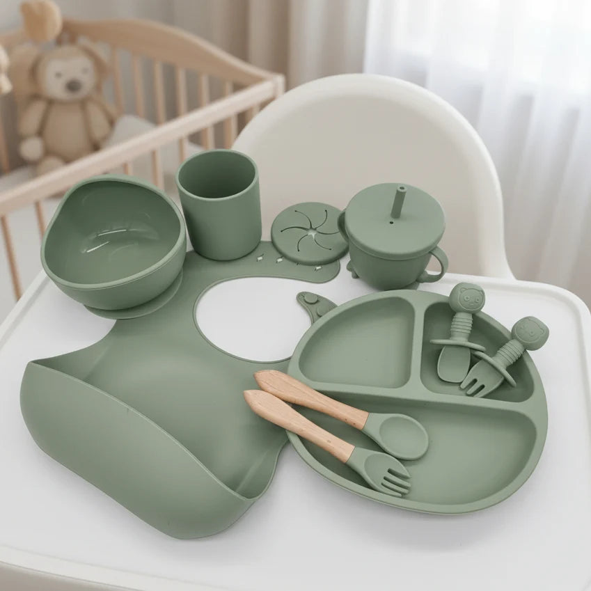 Baby Dinnerware Set Silicone Suction Base Set of 10