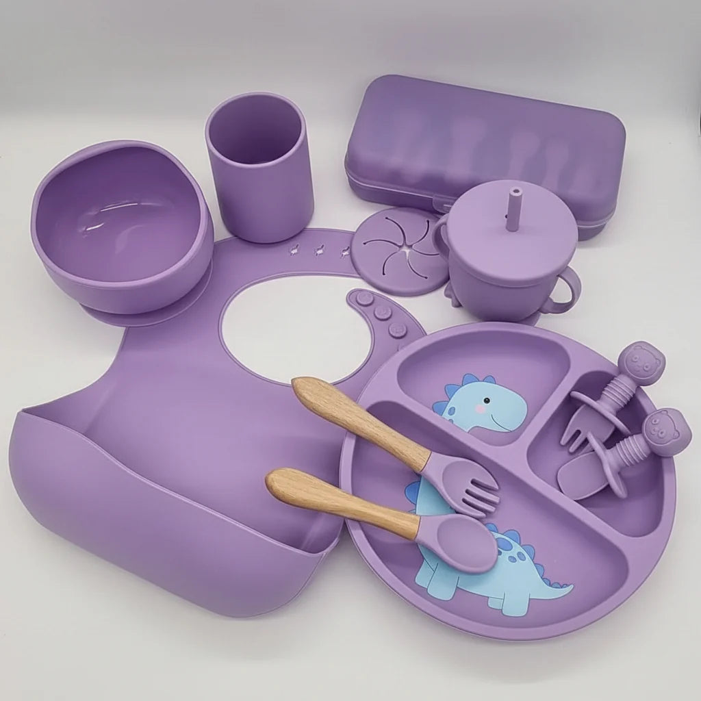 Baby Dinnerware Set Silicone Suction Base Set of 10