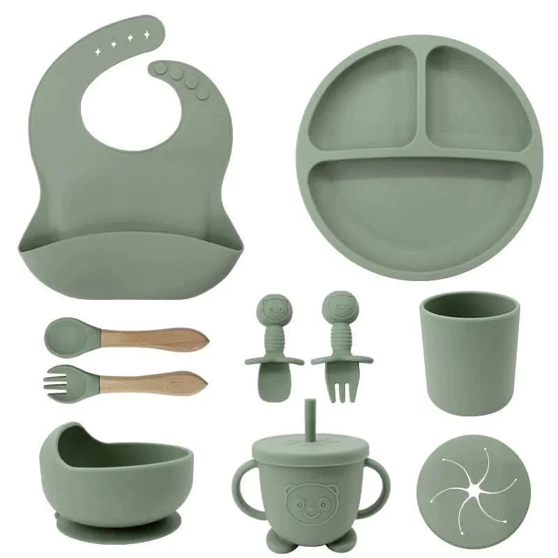 Baby Dinnerware Set Silicone Suction Base Set of 10