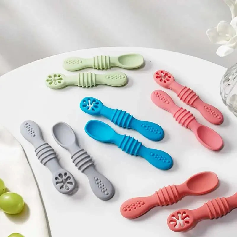 Baby Feeding Spoons Soft Silicone Dishwasher-Safe Set of 2