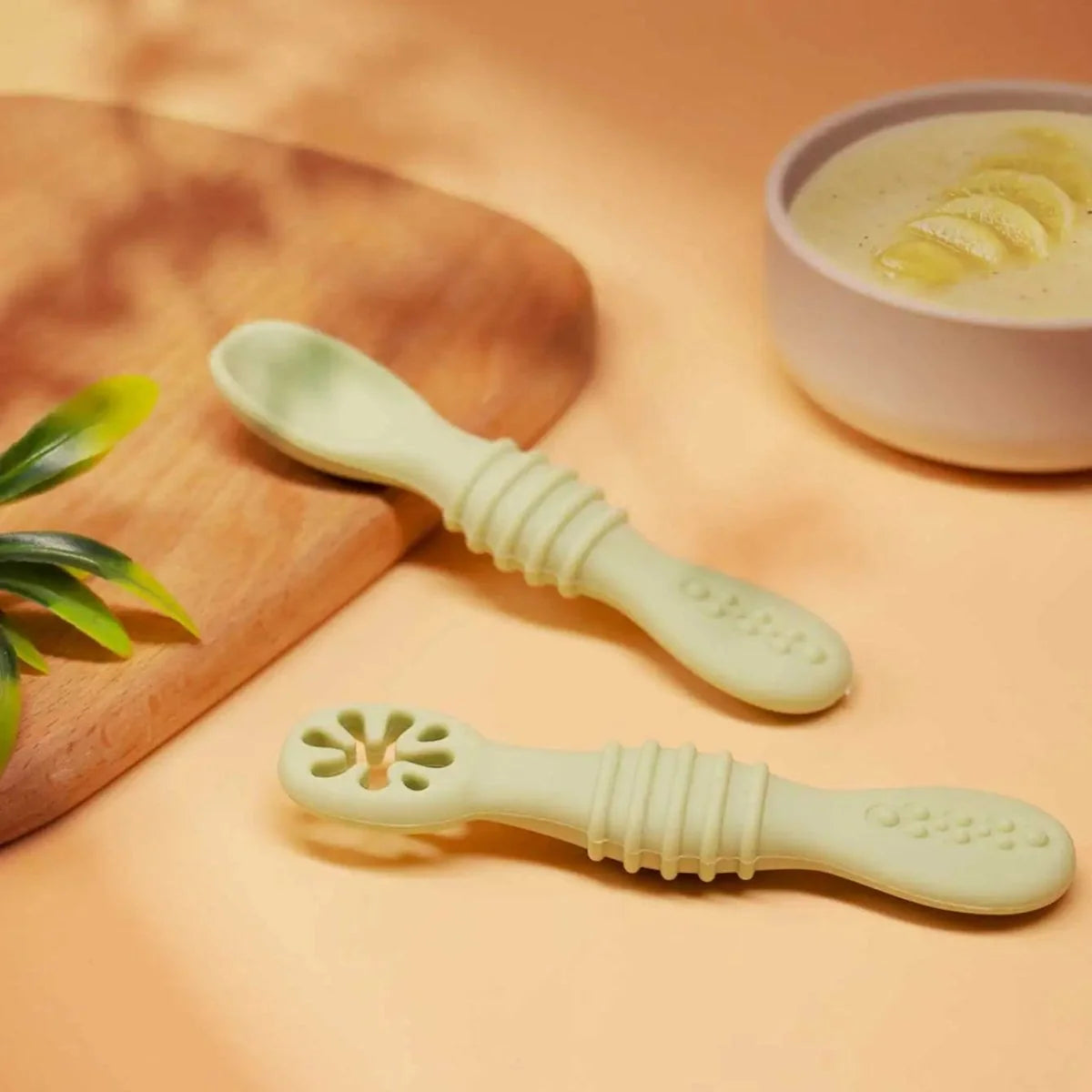 Baby Feeding Spoons Soft Silicone Dishwasher-Safe Set of 2