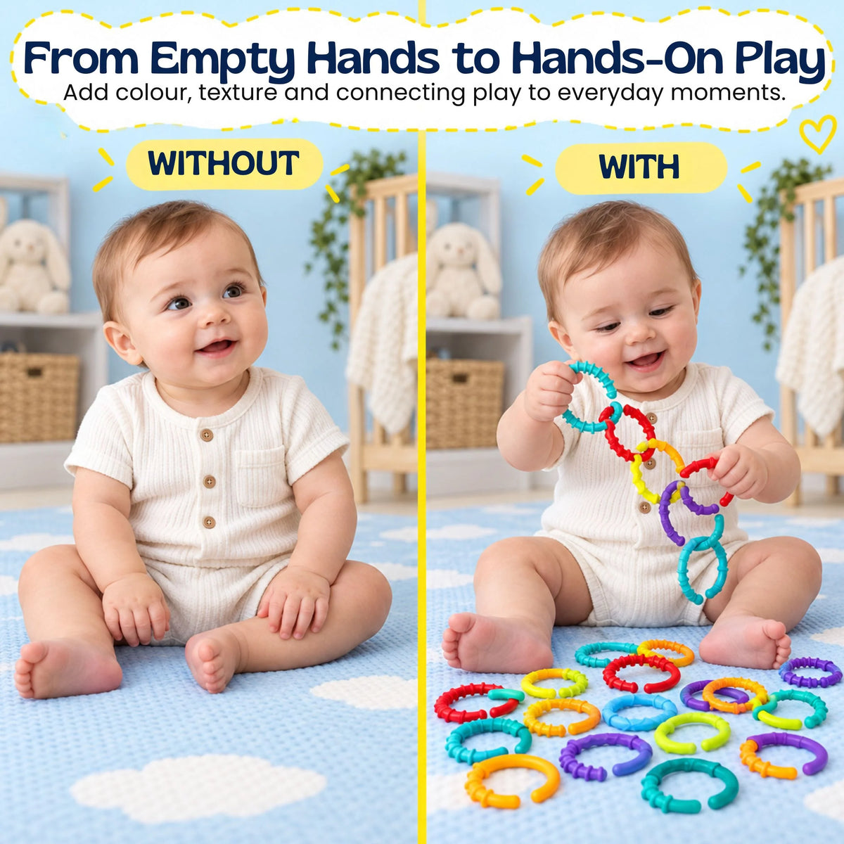 Baby Grasping Rings Textured Linkable Set of 24
