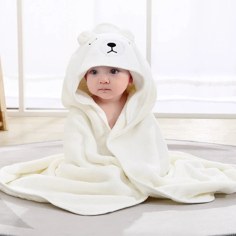 Baby Hooded Bath Towel Soft Absorbent Cotton 31.5 Inch Square