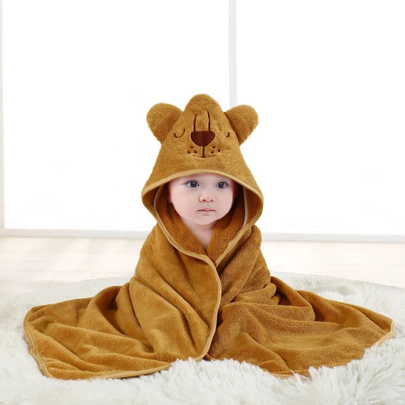 Baby Hooded Bath Towel Soft Absorbent Cotton 31.5 Inch Square
