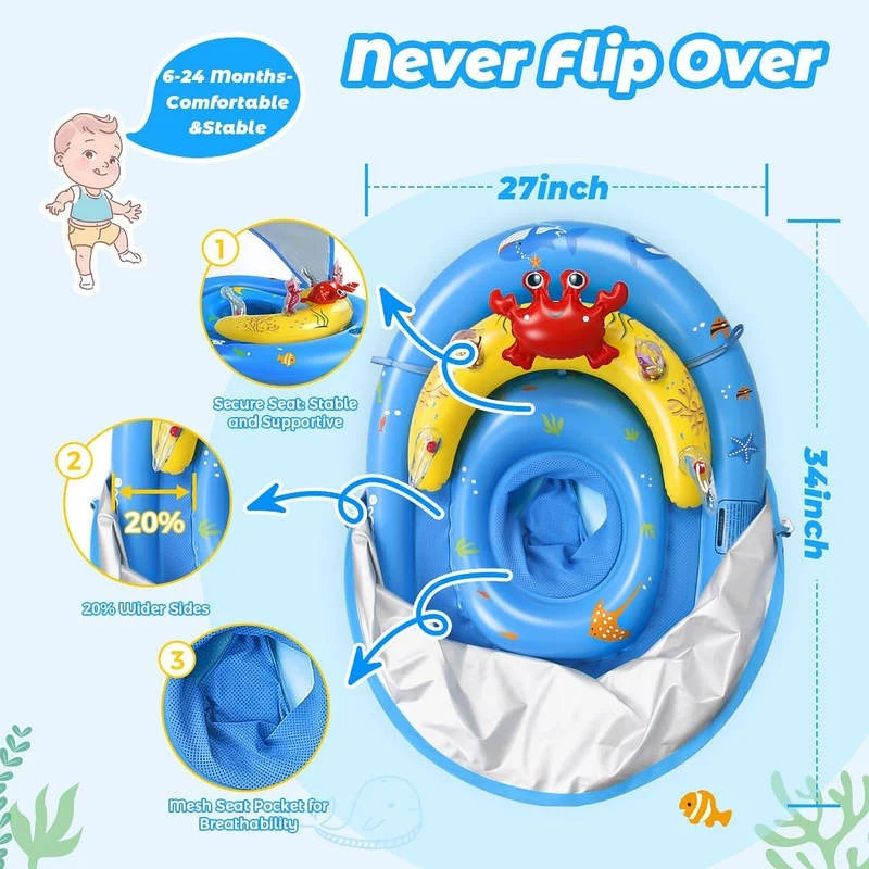 Baby Pool Float UPF50 Canopy Dual-Chamber