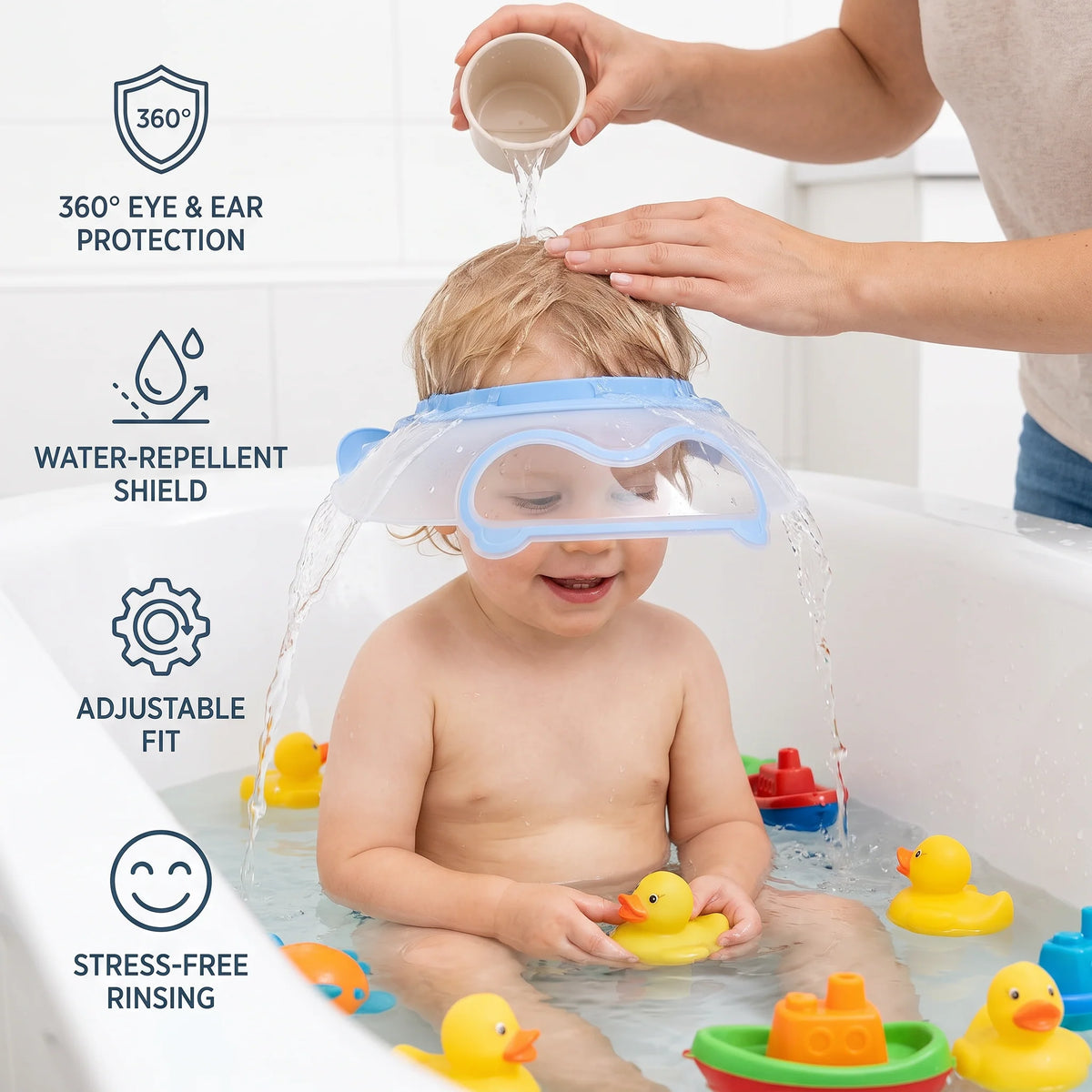 Baby Shampoo Visor Adjustable Wraparound Eye & Ear Coverage