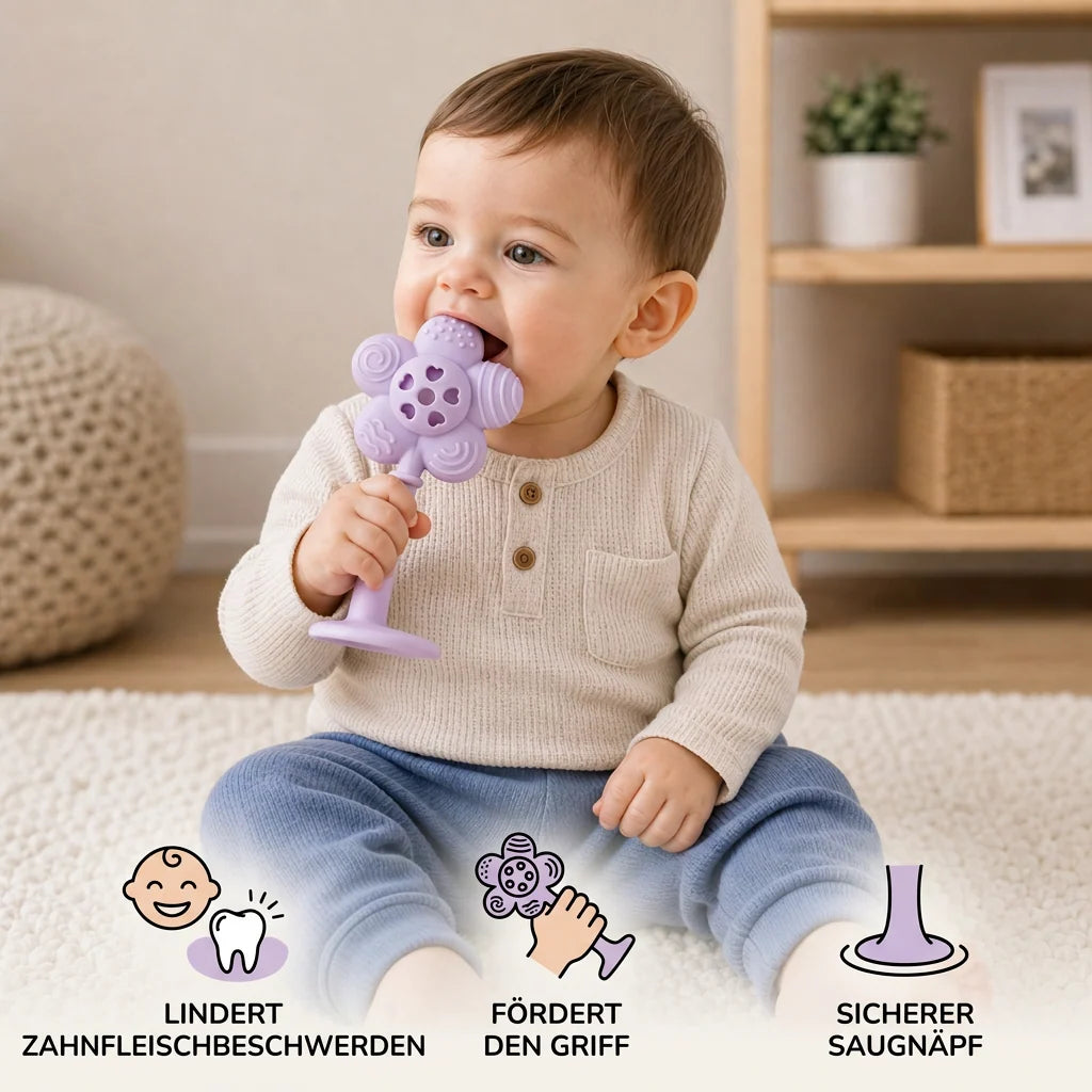 Baby Teether & Rattle Textured Suction Cup Base