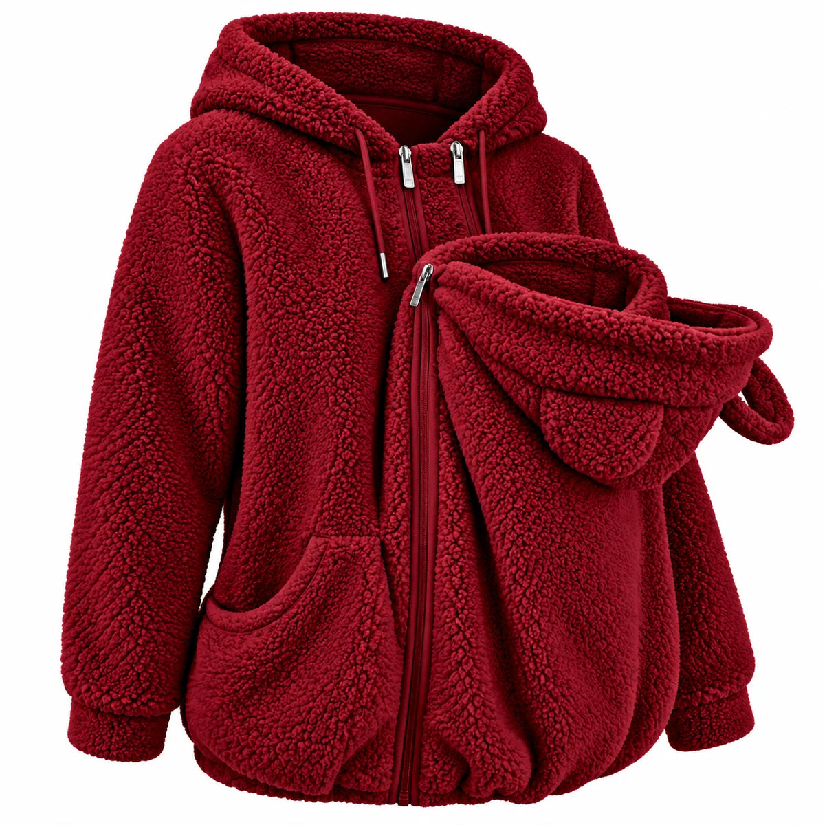Babywearing Hoodie Plush Fleece Front Baby Pouch