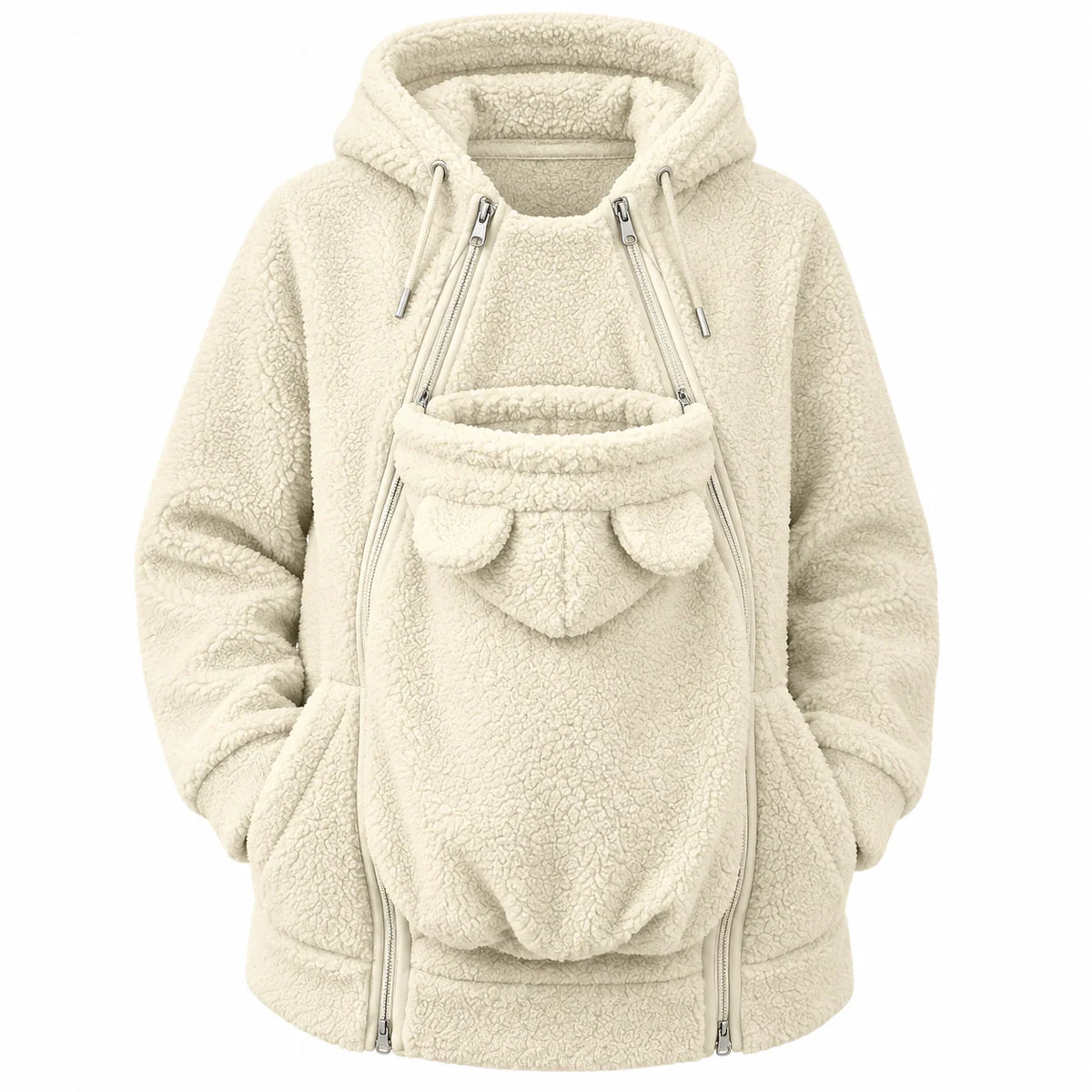 Babywearing Hoodie Plush Fleece Front Baby Pouch