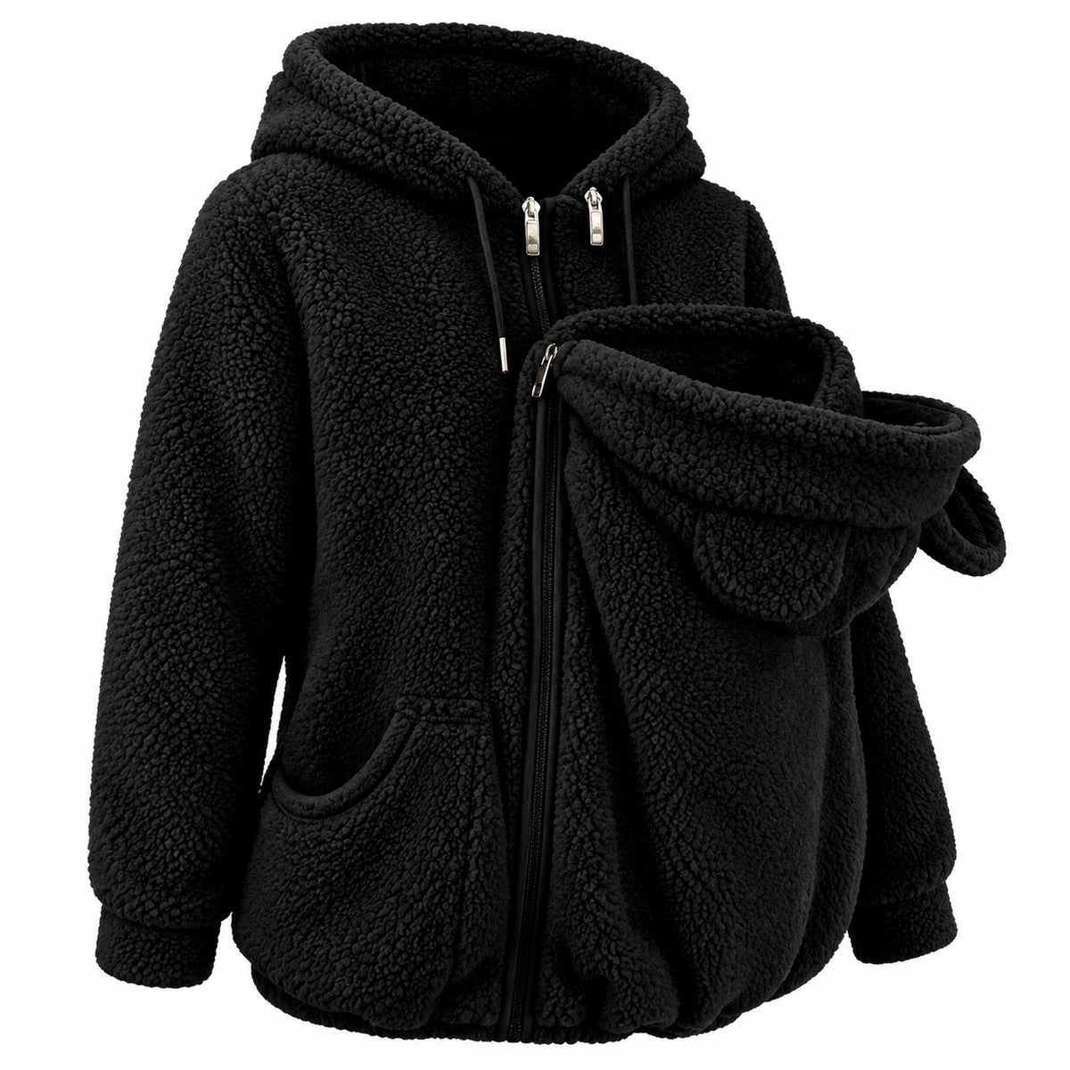 Babywearing Hoodie Plush Fleece Front Baby Pouch