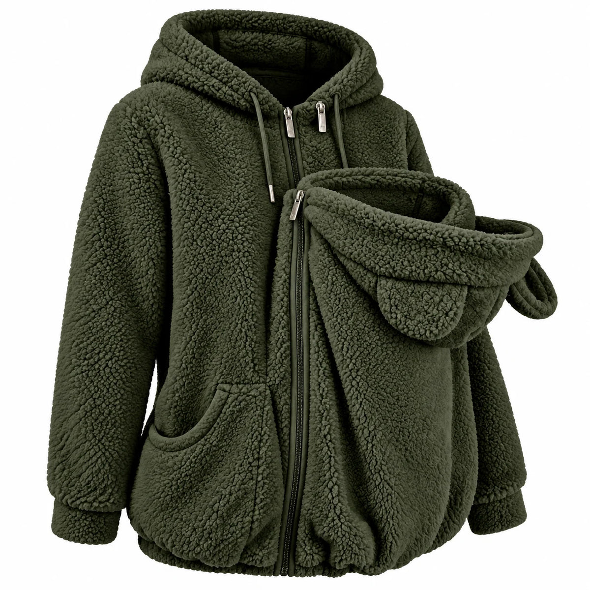 Babywearing Hoodie Plush Fleece Front Baby Pouch