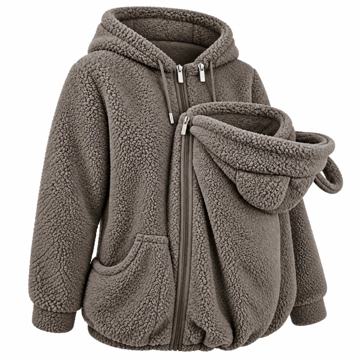 Babywearing Hoodie Plush Fleece Front Baby Pouch