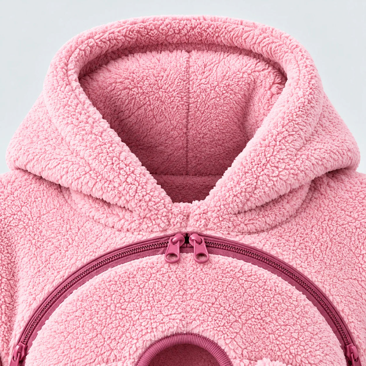 Babywearing Hoodie Soft Teddy Texture Roomy Front Panel Zippered Pockets