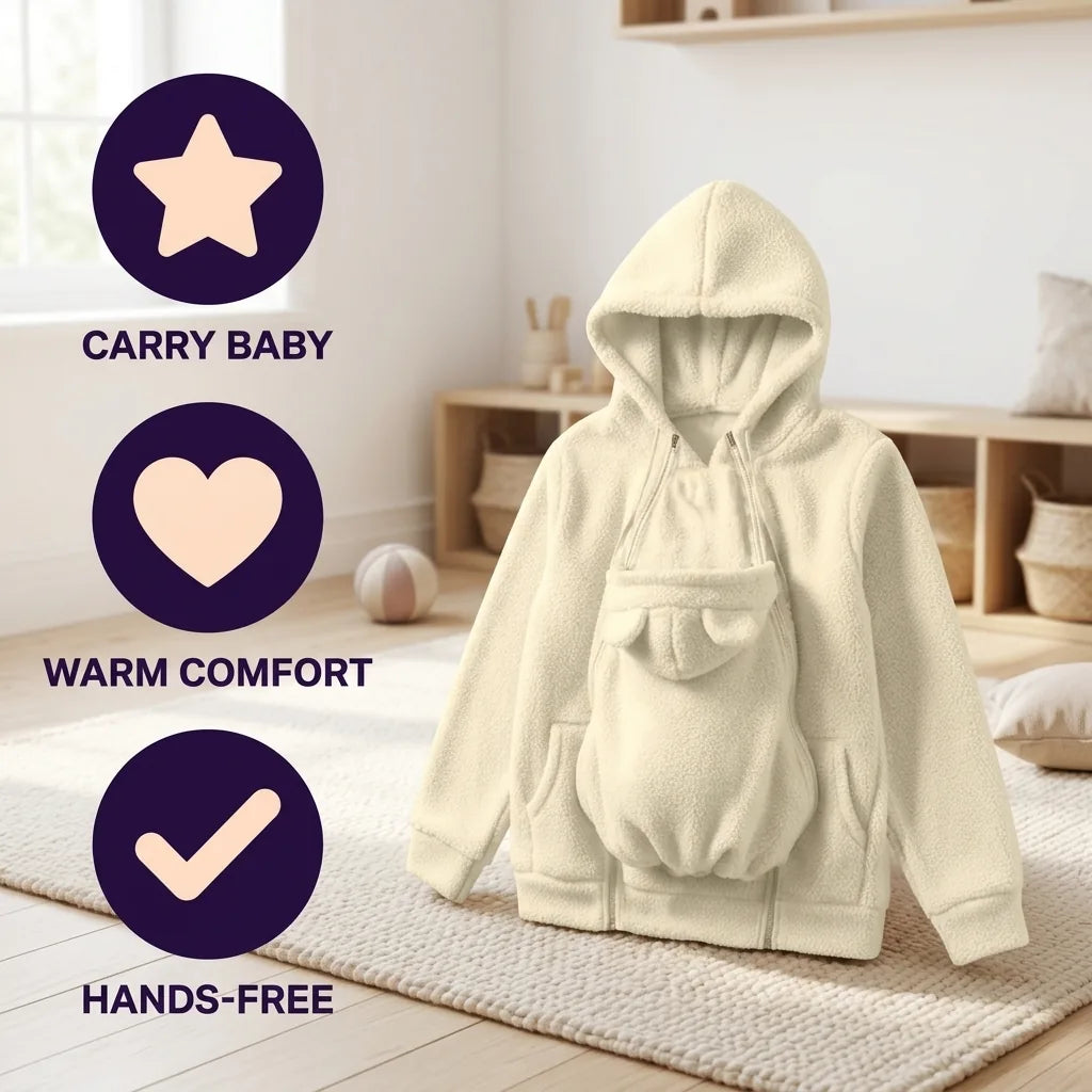 Babywearing Jacket 2-In-1 Integrated Carrier Panel Hooded
