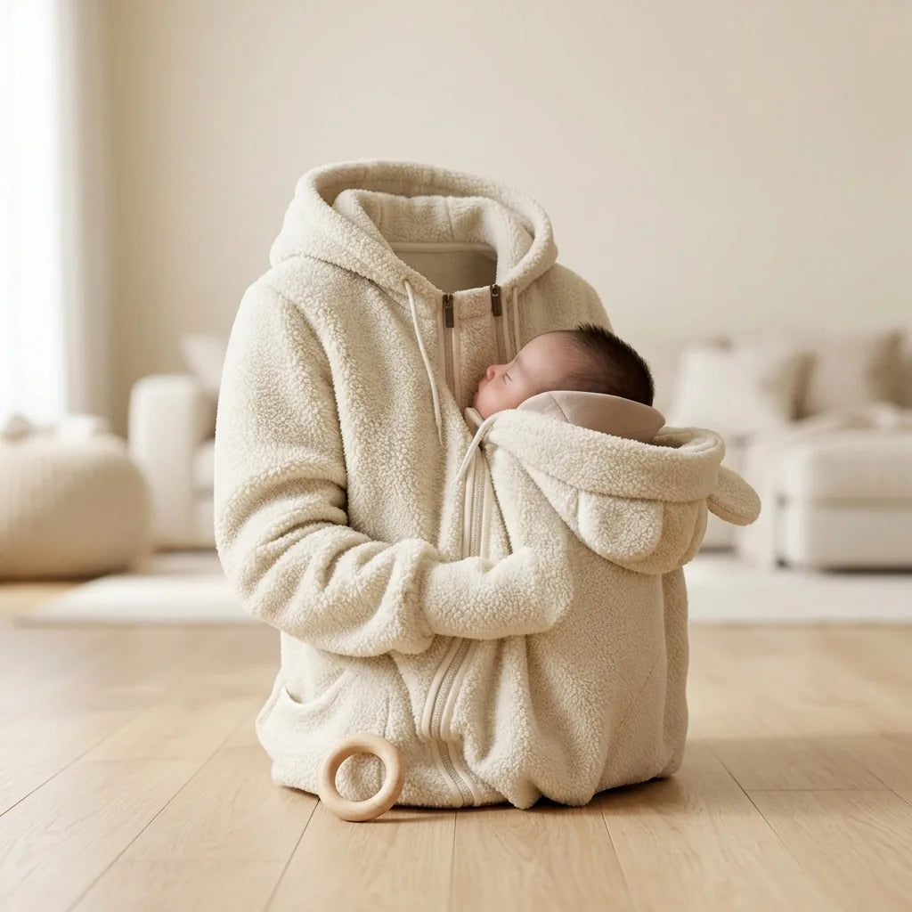 Babywearing Jacket 2-In-1 Integrated Carrier Panel Hooded