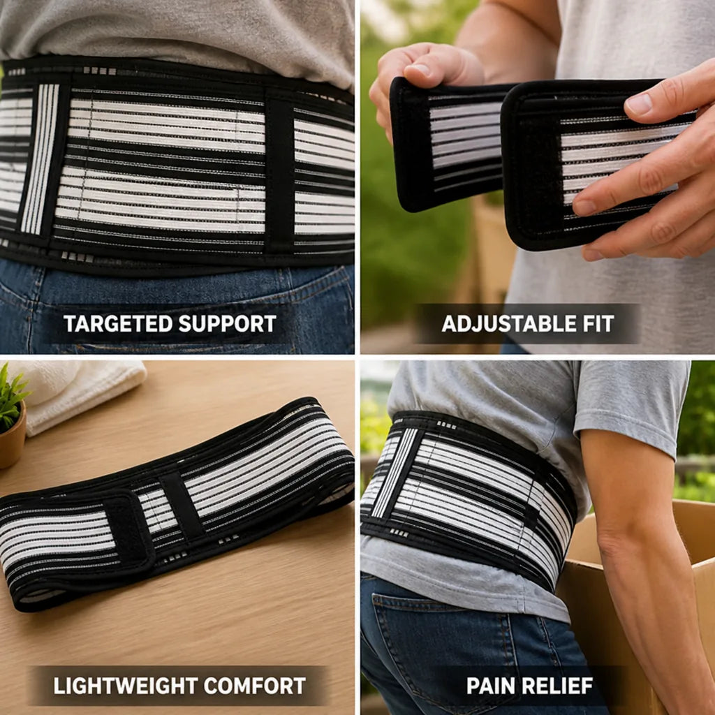 Back Support Belt Lumbar Support & Compression Adjustable Fit