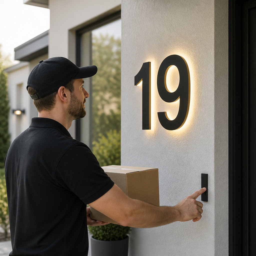 Backlit LED Stainless Steel & Acrylic House Number Sign (IP68 Waterproof)