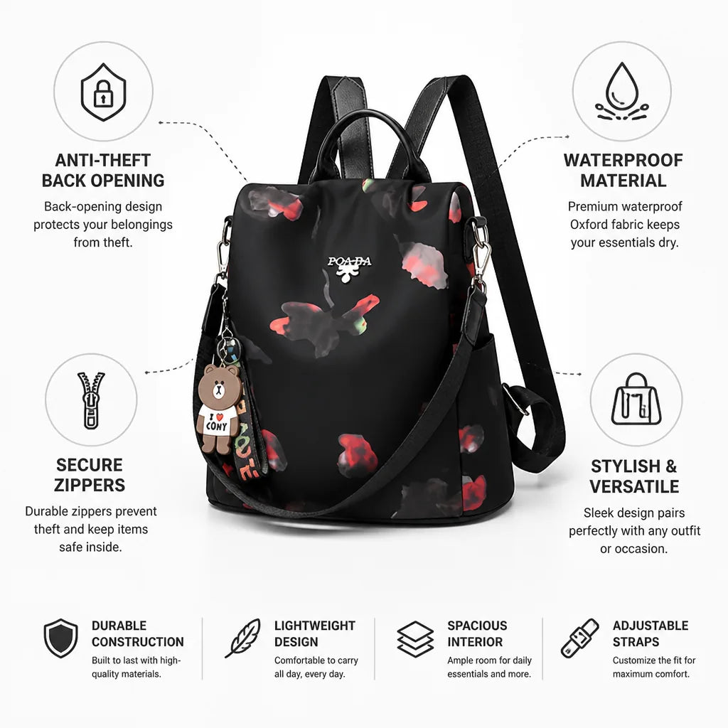 Backpack Anti-Theft Back-Opening Waterproof Oxford