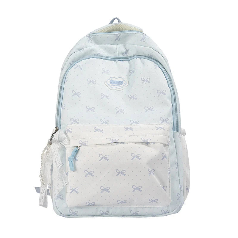 Backpack Bow Print Multiple Compartments & Padded Straps