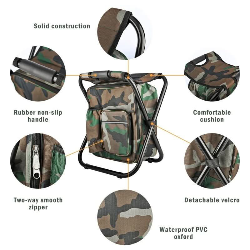 Backpack Chair with Insulated Cooler & Foldable Seat