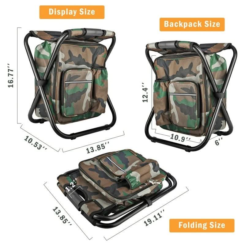 Backpack Chair with Insulated Cooler & Foldable Seat
