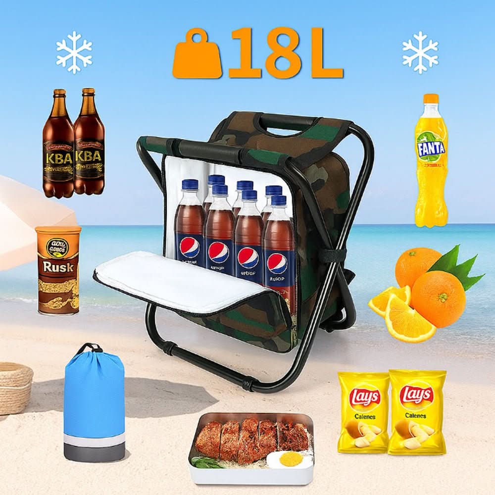 Backpack Chair with Insulated Cooler & Foldable Seat