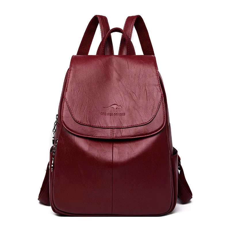 Backpack Cowhide Leather Multiple Compartments & Secure Closure