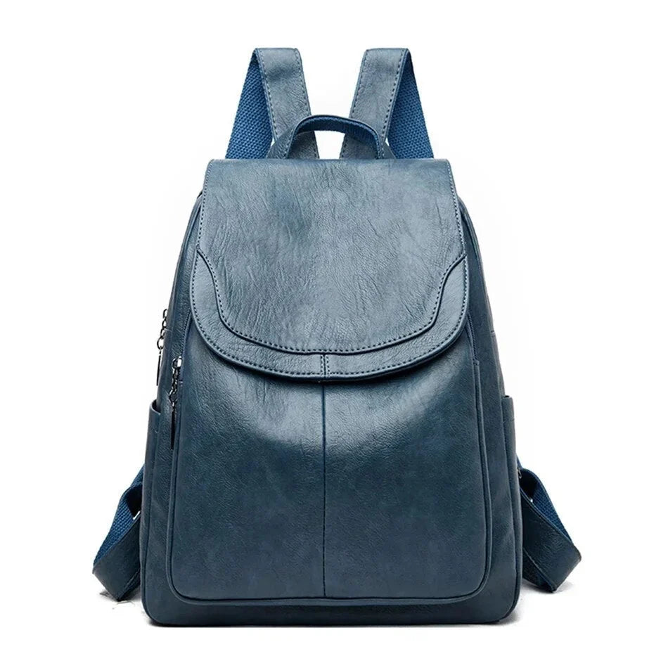 Backpack Cowhide Leather Multiple Compartments & Secure Closure