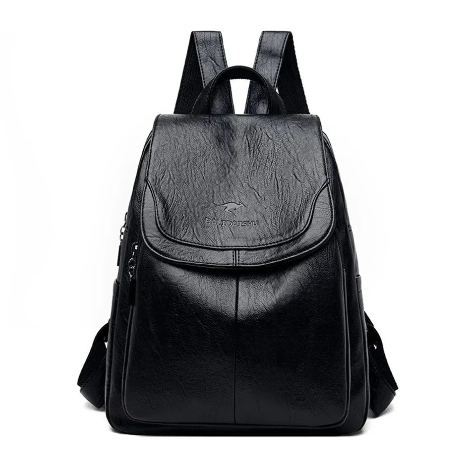 Backpack Cowhide Leather Multiple Compartments & Secure Closure