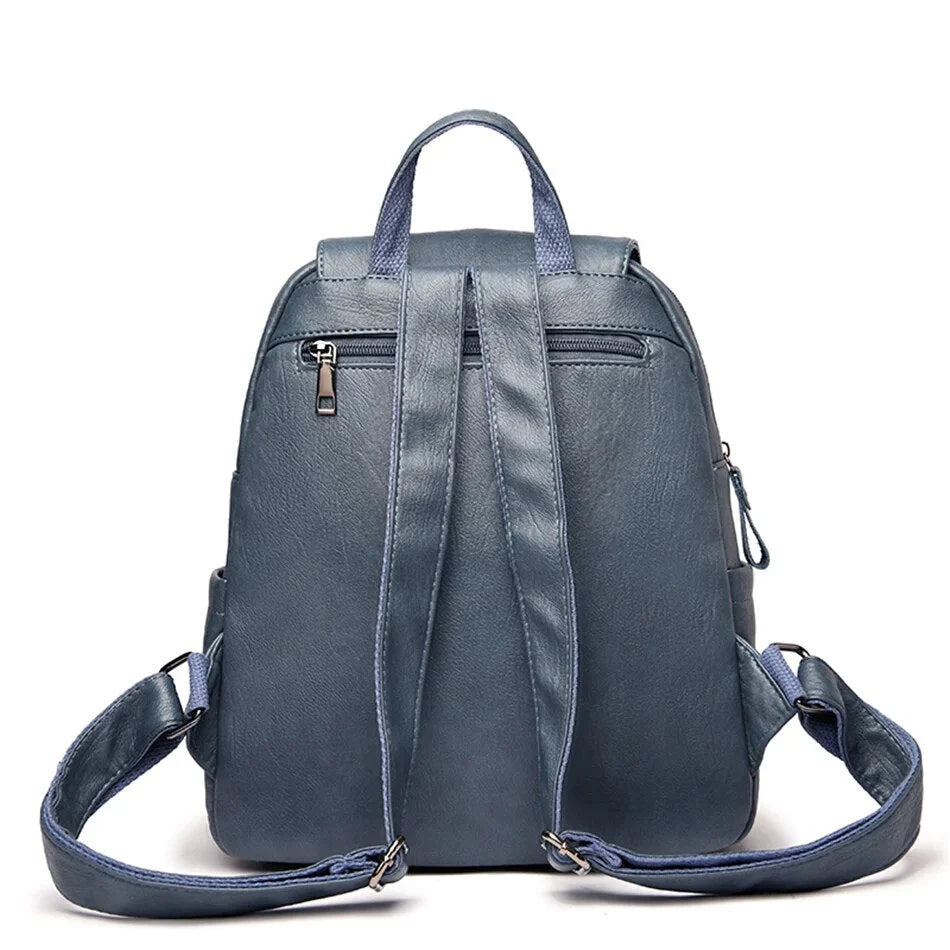 Backpack Cowhide Leather Multiple Compartments & Secure Closure