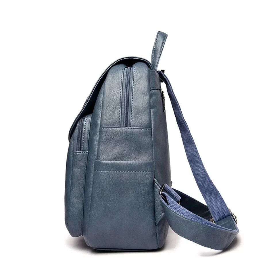 Backpack Cowhide Leather Multiple Compartments & Secure Closure