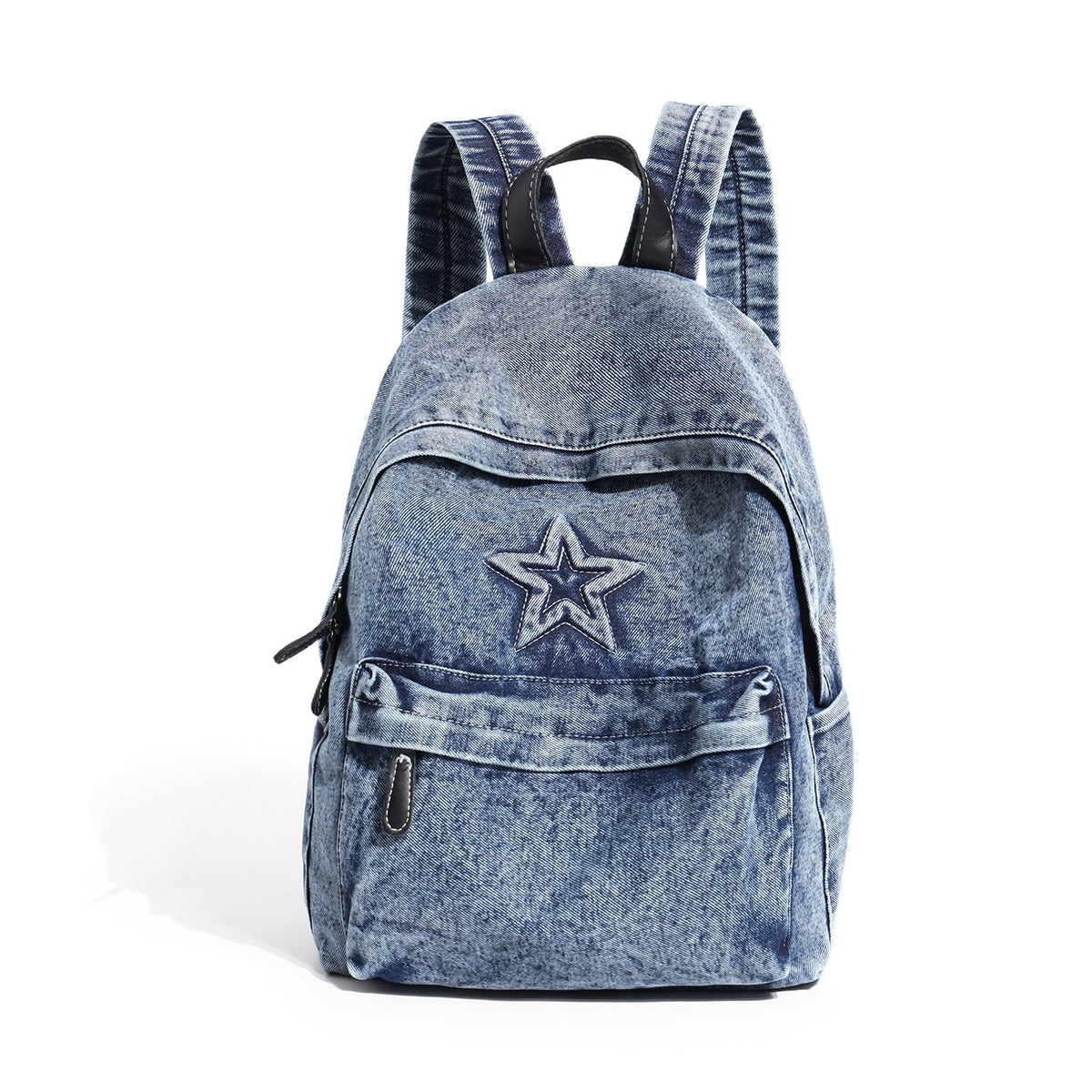 Backpack Denim Multiple Pockets Adjustable Padded Straps