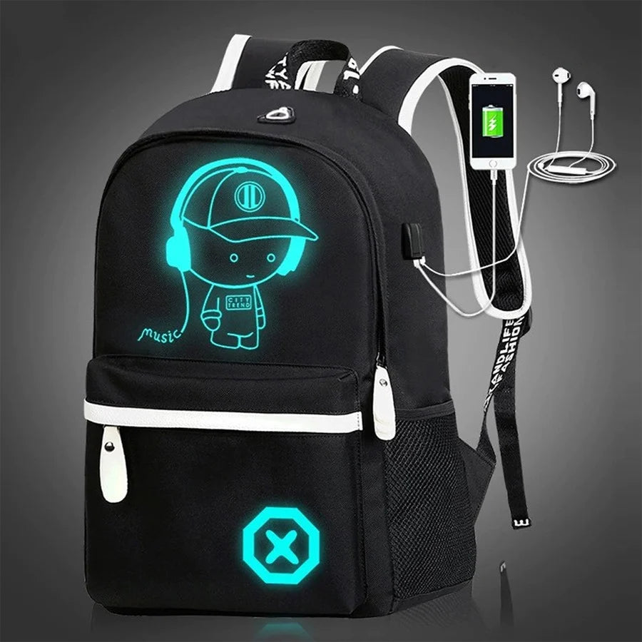 Backpack LED Accents USB Charging Port Multiple Compartments