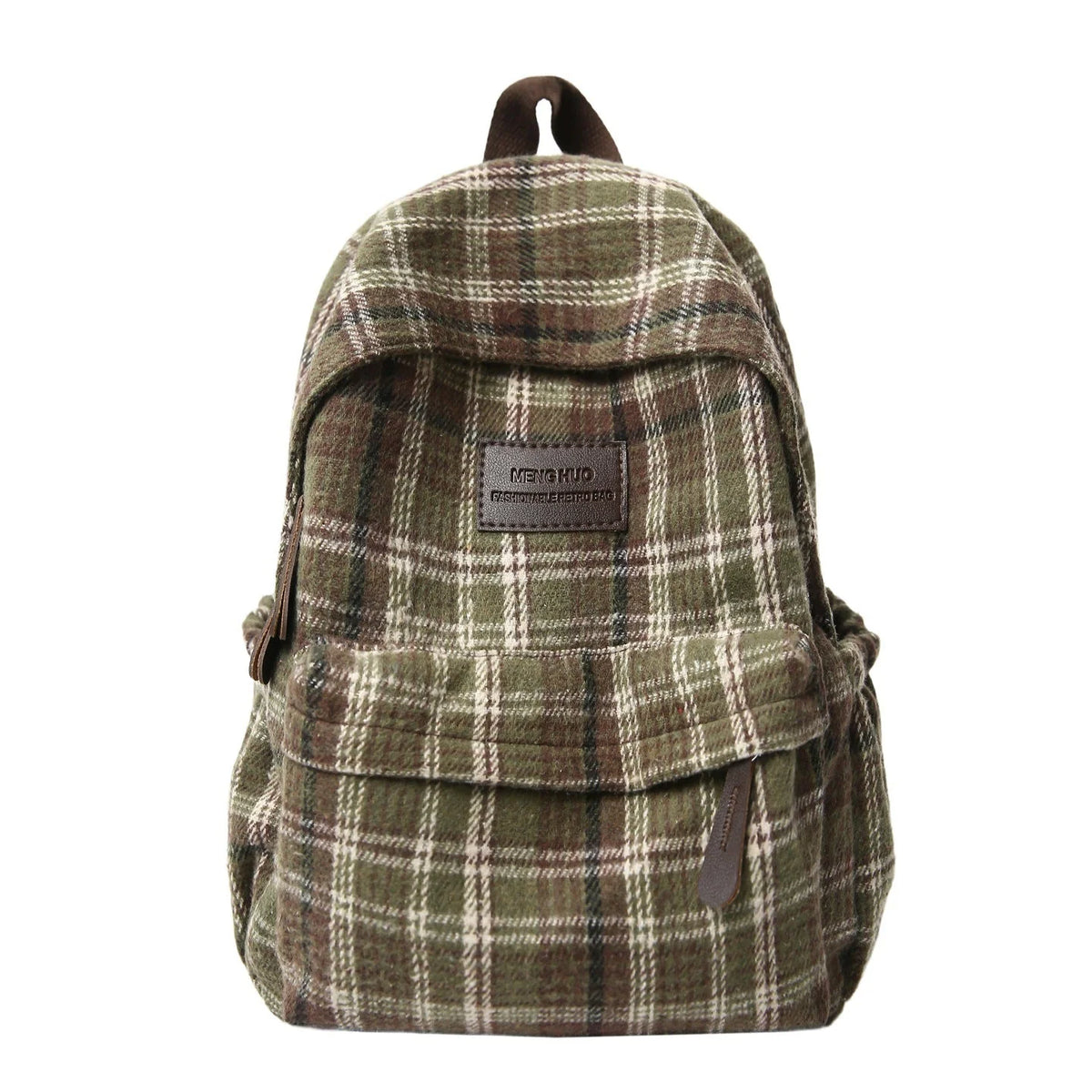 Backpack Plaid Pattern Padded Straps Stain-Resistant Fabric