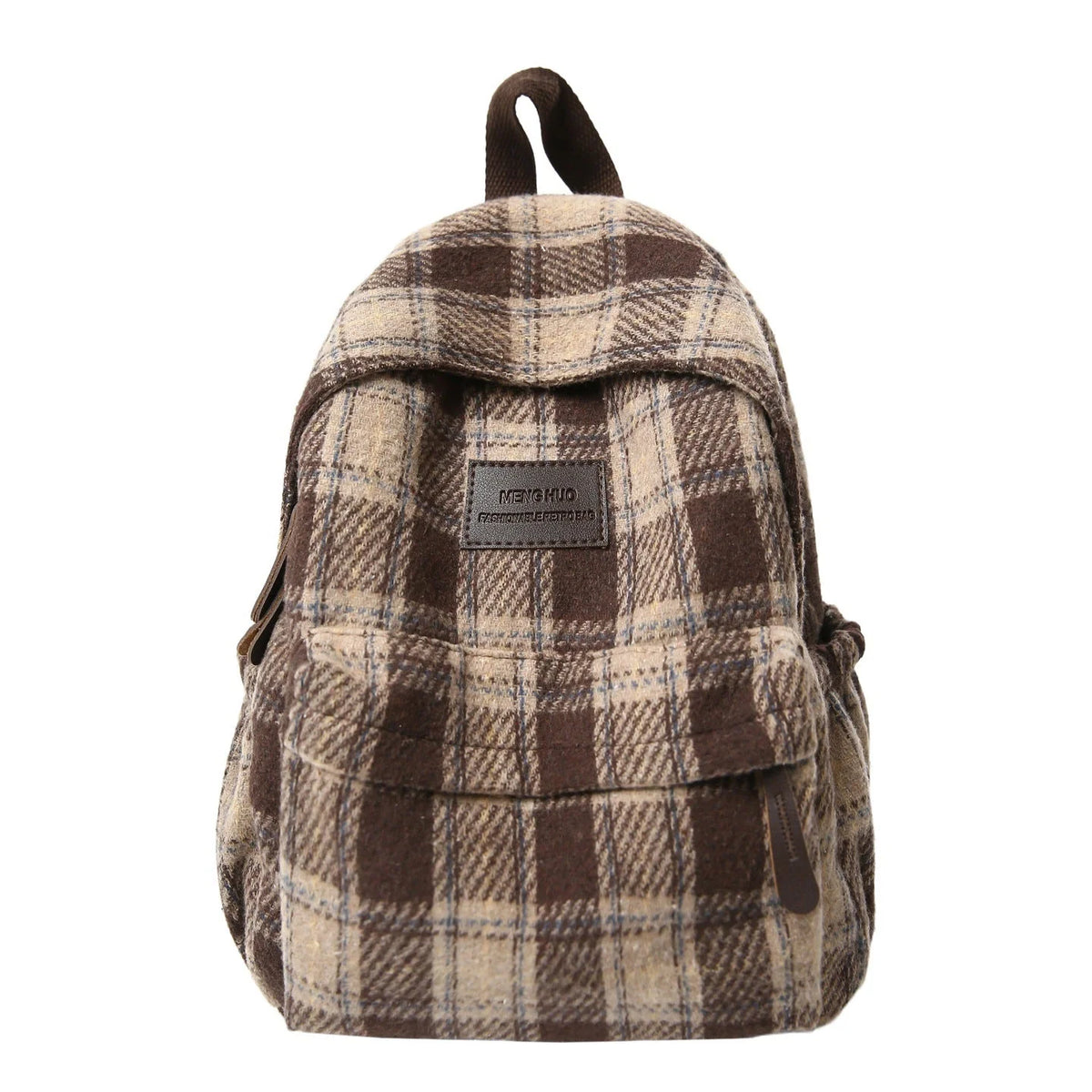 Backpack Plaid Pattern Padded Straps Stain-Resistant Fabric
