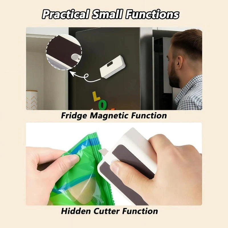 Bag Sealer Rechargeable With Built-In Cutter and Magnetic Base