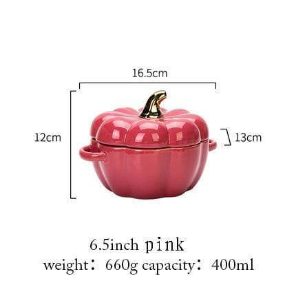 Baking Bowl Ceramic Pumpkin Shape With Glazed Lid