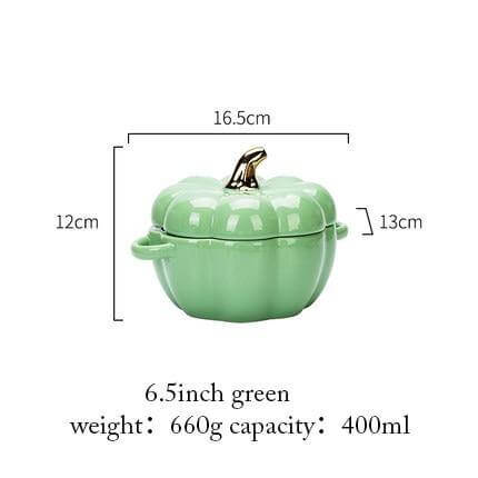 Baking Bowl Ceramic Pumpkin Shape With Glazed Lid