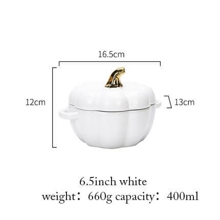 Baking Bowl Ceramic Pumpkin Shape With Glazed Lid