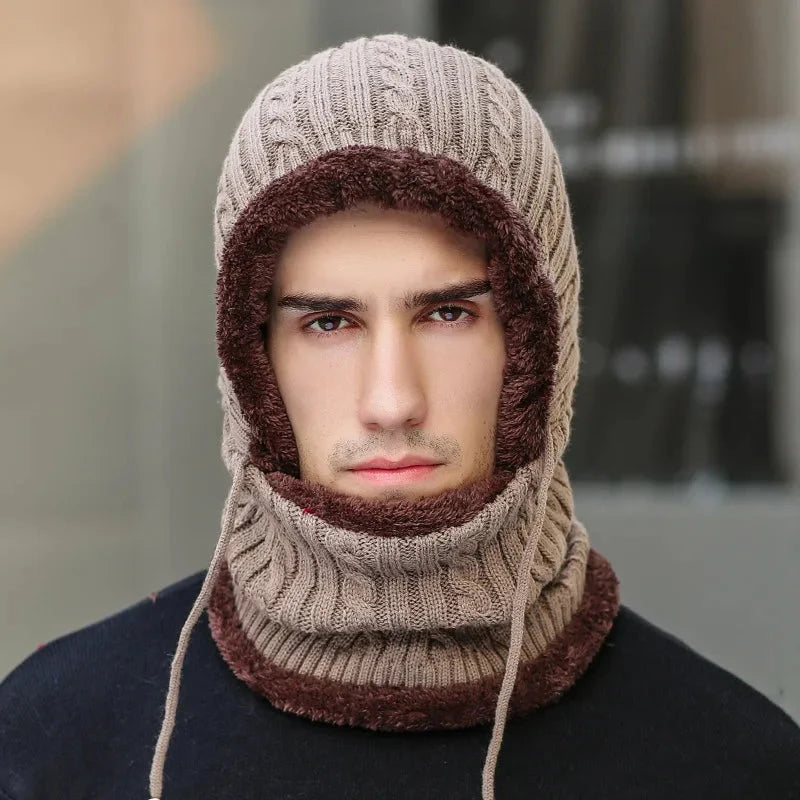 Balaclava Hat Fleece-Lined With Integrated Scarf