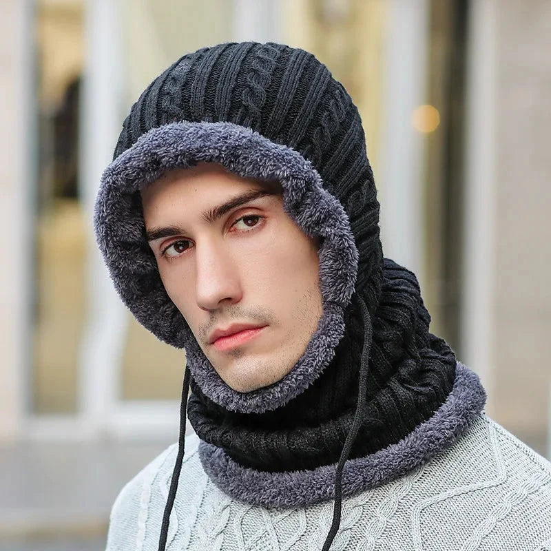 Balaclava Hat Fleece-Lined With Integrated Scarf