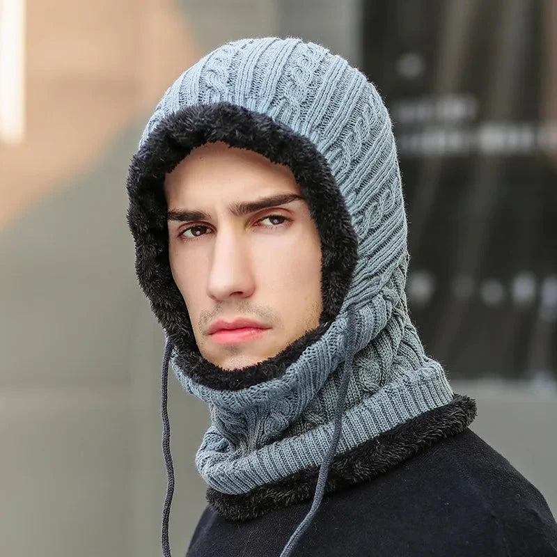 Balaclava Hat Fleece-Lined With Integrated Scarf