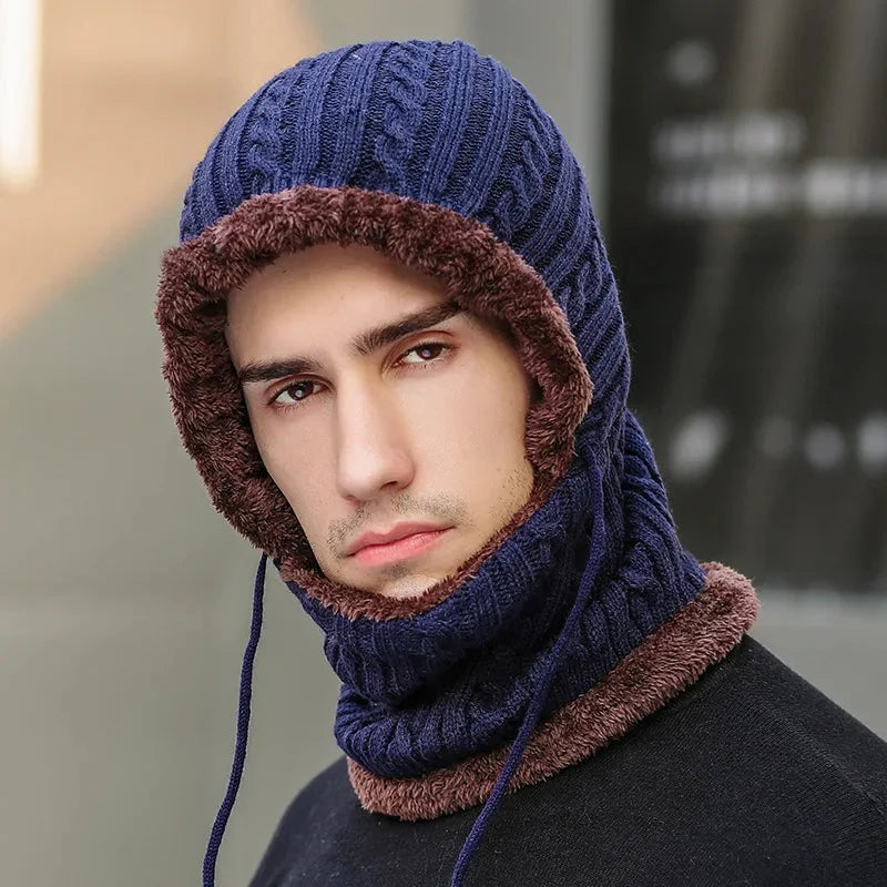Balaclava Hat Fleece-Lined With Integrated Scarf