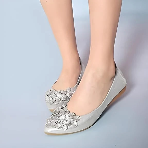 Ballet Flats Rhinestone Embellished Foldable Lightweight Slip-On