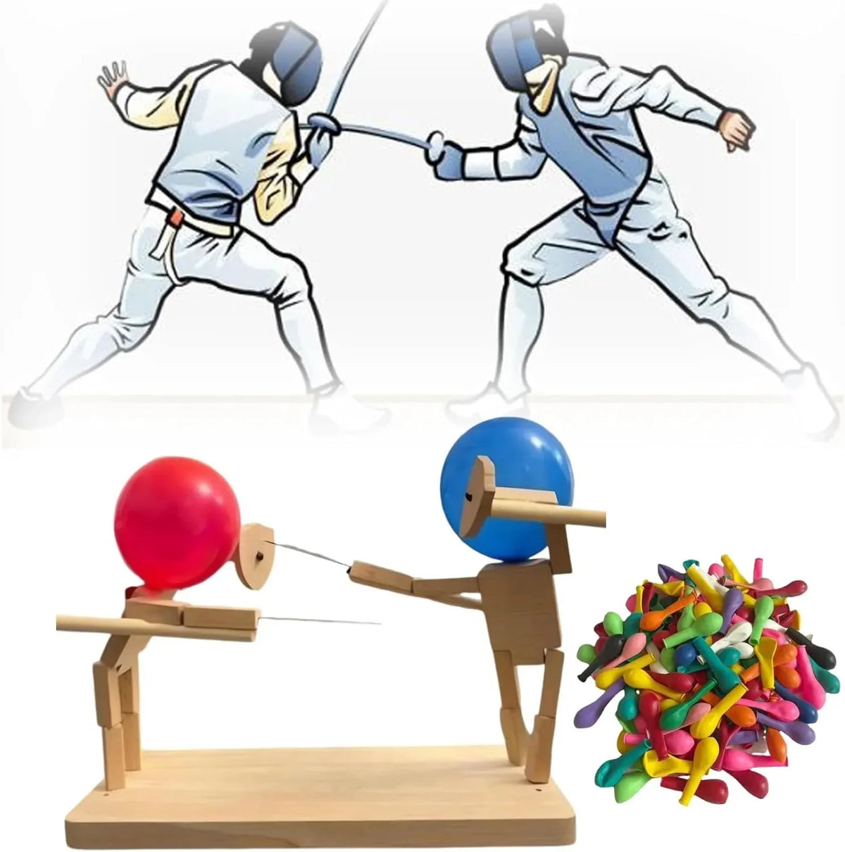 Balloon Pop Game Two-Player Hand-Sanded Bamboo