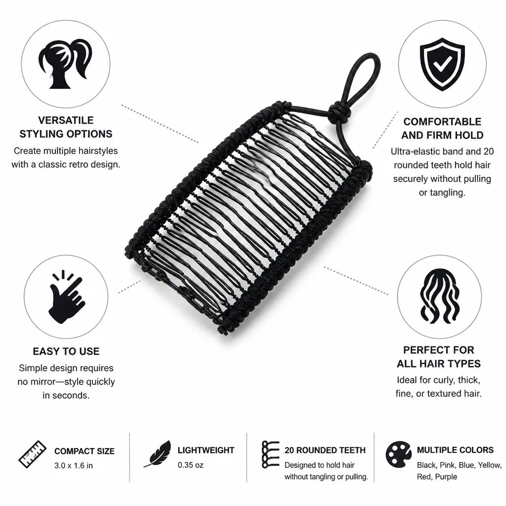 Banana Clip Tangle-Free Elastic Band & Rounded Teeth