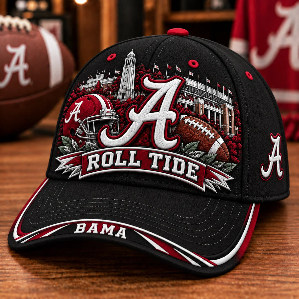 Baseball Cap Football Artwork Adjustable Strap
