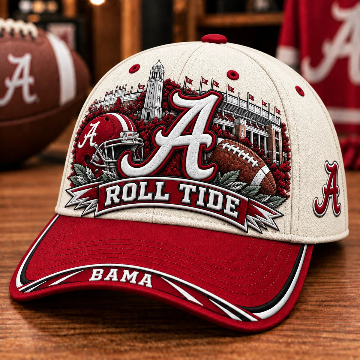 Baseball Cap Football Artwork Adjustable Strap
