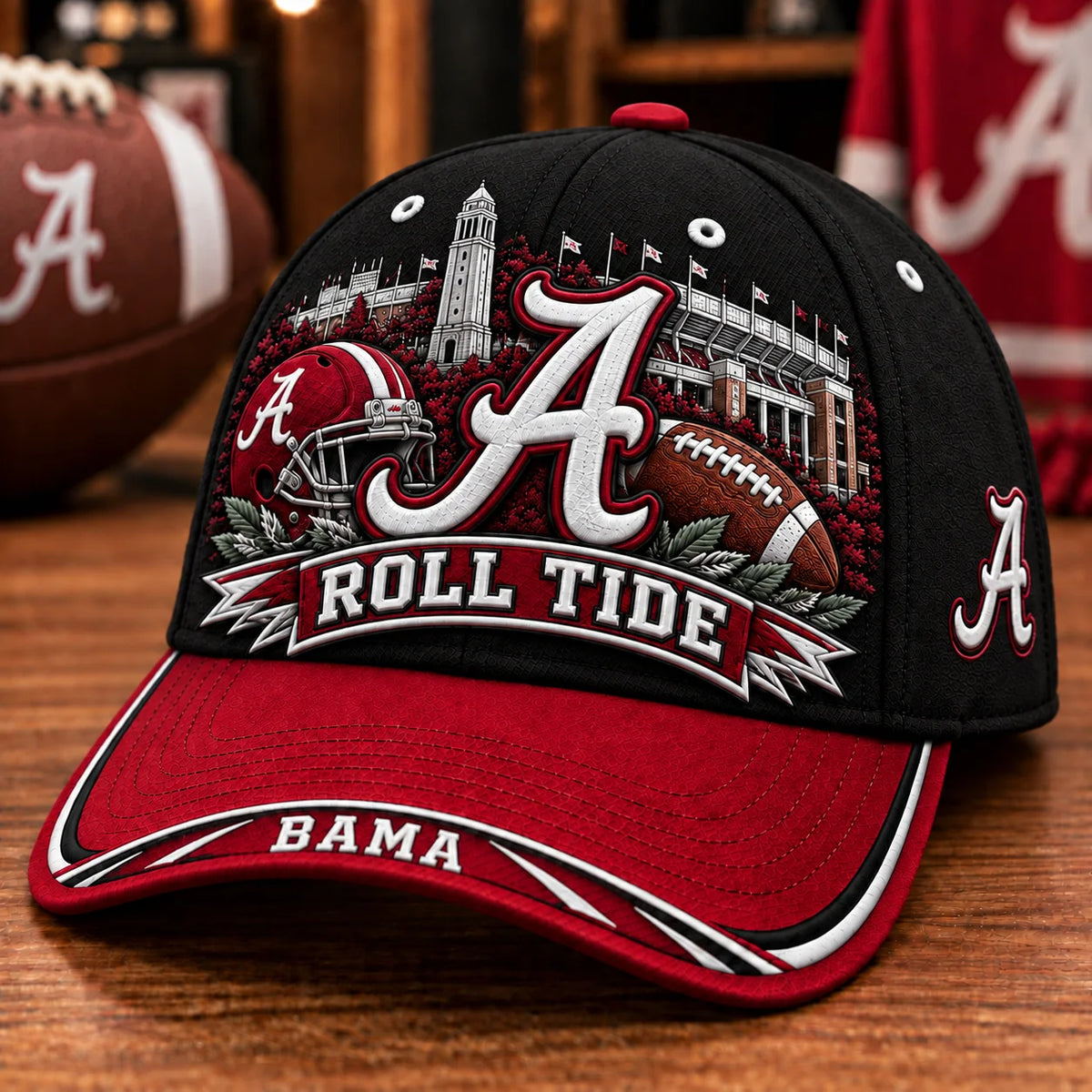 Baseball Cap Football Artwork Adjustable Strap